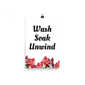 Poster Watercolor Red Roses Flowers Wash Soak Unwind Portrait Print - Add Your Own 3 Words Text - Personalize Customize