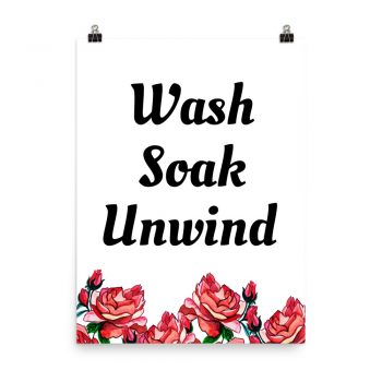 Poster Watercolor Red Roses Flowers Wash Soak Unwind Portrait Print - Add Your Own 3 Words Text - Personalize Customize