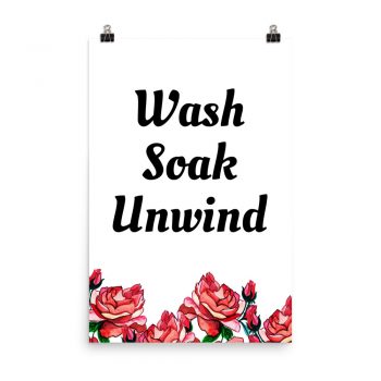 Poster Watercolor Red Roses Flowers Wash Soak Unwind Portrait Print - Add Your Own 3 Words Text - Personalize Customize