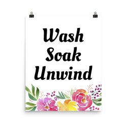 Poster Watercolor Red Yellow Pink Flowers Wash Soak Unwind Wall Art Portrait Print - Add Your Own 3 Words Text - Personalize Customize