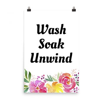 Poster Watercolor Red Yellow Pink Flowers Wash Soak Unwind Wall Art Portrait Print - Add Your Own 3 Words Text - Personalize Customize