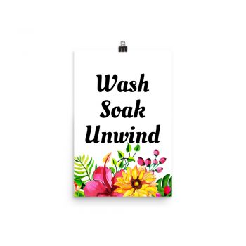 Poster Watercolor Yellow Pink Hibiscus Flowers Wash Soak Unwind Wall Art Portrait Print - Add Your Own 3 Words Text - Personalize Customize