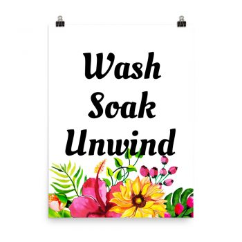 Poster Watercolor Yellow Pink Hibiscus Flowers Wash Soak Unwind Wall Art Portrait Print - Add Your Own 3 Words Text - Personalize Customize