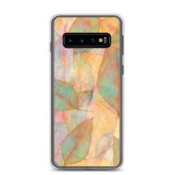 Samsung Cell Phone Case Cover Colorful Leaves Leaf Blue Pink Beige Cream Brown Art Print Old Antique Vintage