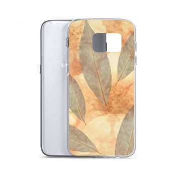 Samsung Cell Phone Case Cover Leaves Leaf Print Blue Beige Cream Nature Art Print Old Antique Vintage