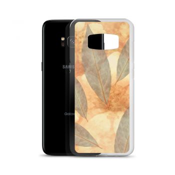 Samsung Cell Phone Case Cover Leaves Leaf Print Blue Beige Cream Nature Art Print Old Antique Vintage