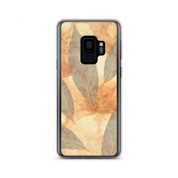 Samsung Cell Phone Case Cover Leaves Leaf Print Blue Beige Cream Nature Art Print Old Antique Vintage