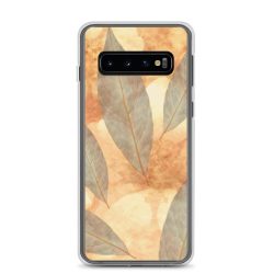 Samsung Cell Phone Case Cover Leaves Leaf Print Blue Beige Cream Nature Art Print Old Antique Vintage