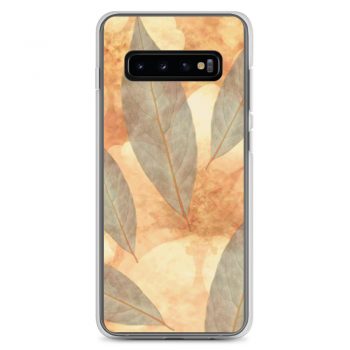 Samsung Cell Phone Case Cover Leaves Leaf Print Blue Beige Cream Nature Art Print Old Antique Vintage