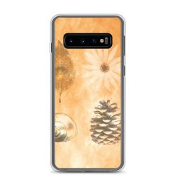 Samsung Cell Phone Case Cover Pine Cone Leaf Shell Flower Print Beige Gold Brown Nature Art Print Old Antique Vintage