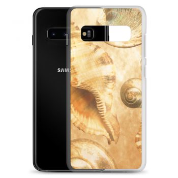 Samsung Cell Phone Case Cover Sea Shells Seashells Ocean Cream Beige Brown Gold Art Print Old Antique Vintage