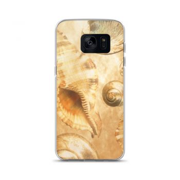 Samsung Cell Phone Case Cover Sea Shells Seashells Ocean Cream Beige Brown Gold Art Print Old Antique Vintage