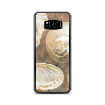 Samsung Cell Phone Case Cover Sea Shells Seashells Ocean Grey Silver Beige Sand Art Print Old Antique Vintage