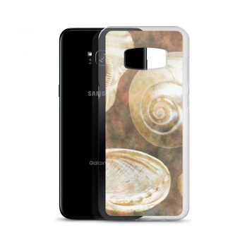 Samsung Cell Phone Case Cover Sea Shells Seashells Ocean Grey Silver Beige Sand Art Print Old Antique Vintage