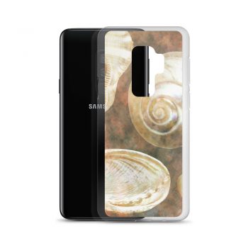 Samsung Cell Phone Case Cover Sea Shells Seashells Ocean Grey Silver Beige Sand Art Print Old Antique Vintage