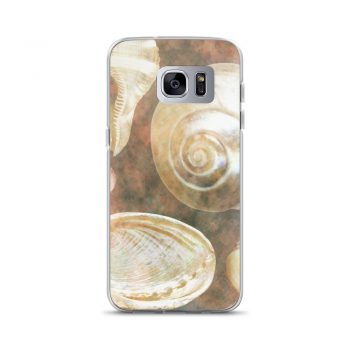 Samsung Cell Phone Case Cover Sea Shells Seashells Ocean Grey Silver Beige Sand Art Print Old Antique Vintage