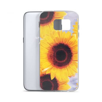 Samsung Cell Phone Case Cover Sunflowers Flower Art Print Old Antique Vintage Blue Yellow Brown