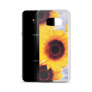 Samsung Cell Phone Case Cover Sunflowers Flower Art Print Old Antique Vintage Blue Yellow Brown