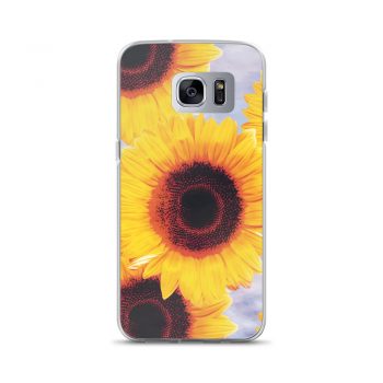 Samsung Cell Phone Case Cover Sunflowers Flower Art Print Old Antique Vintage Blue Yellow Brown