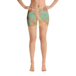 Shorts Colorful Leaves Leaf Blue Pink Beige Cream Brown Art Print Old Antique Vintage
