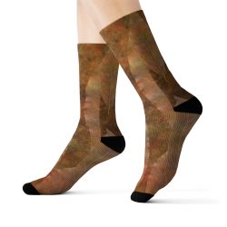 Socks Colorful Leaf Copper Brown Beige Nature Art Print Old Antique Vintage