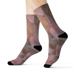 Socks Colorful Leaves Leaf Print Purple Beige Cream Brown Nature Art Print Old Antique Vintage