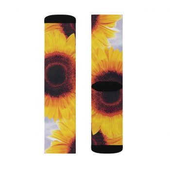 Socks Sunflowers Flower Art Print Old Antique Vintage Blue Yellow Brown