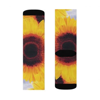 Socks Sunflowers Flower Art Print Old Antique Vintage Blue Yellow Brown