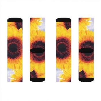 Socks Sunflowers Flower Art Print Old Antique Vintage Blue Yellow Brown