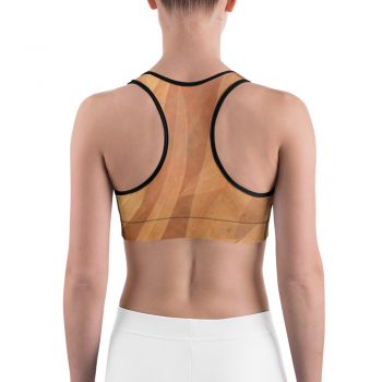 Sports Bra Leaves Leaf Print Abstract Dark Brown Beige Cream Nature Art Print Old Antique Vintage