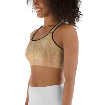 Sports Bra Leaves Leaf Vein Print Beige Cream Brown Nature Art Print Old Antique Vintage