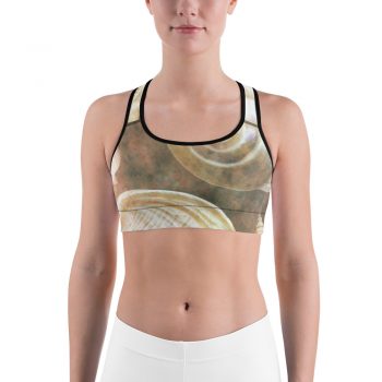 Sports Bra Sea Shells Ocean Grey Silver Beige Sand Art Print Old Antique Vintage