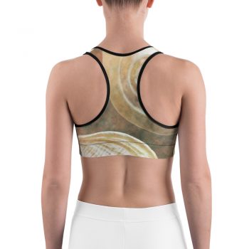 Sports Bra Sea Shells Ocean Grey Silver Beige Sand Art Print Old Antique Vintage