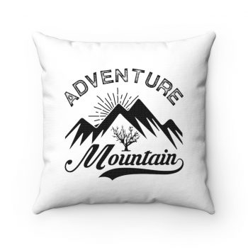 Spun Polyester Square Throw Pillow - Adventure Mountains