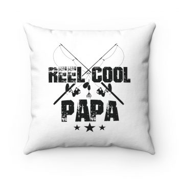 Spun Polyester Square Throw Pillow - Fishing - Reel Cool Papa