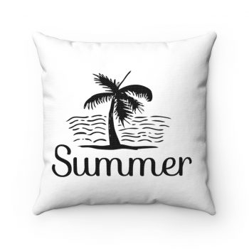 Spun Polyester Square Throw Pillow - Summer - Palm Tree