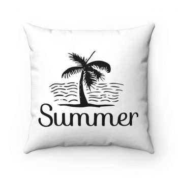 Spun Polyester Square Throw Pillow - Summer - Palm Tree