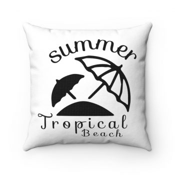 Spun Polyester Square Throw Pillow - Summer Tropical Beach