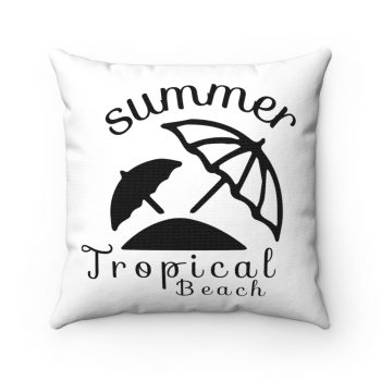 Spun Polyester Square Throw Pillow - Summer Tropical Beach