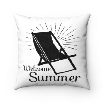 Spun Polyester Square Throw Pillow - Welcome Summer - Beach Chair