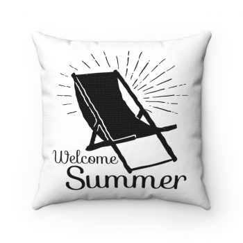 Spun Polyester Square Throw Pillow - Welcome Summer - Beach Chair