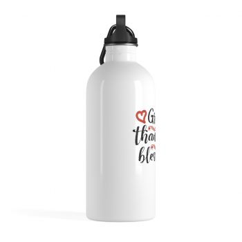 Stainless Steel Water Bottle - Grateful Thankful Blessed