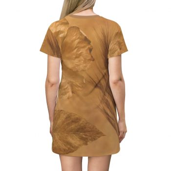 T-Shirt Dress Flower Leaf Wheat Art Print Old Antique Vintage Botanical Beige Cream