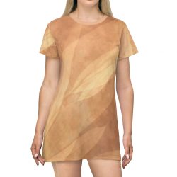 T-Shirt Dress Leaves Leaf Print Abstract Sand Brown Beige Cream Nature Art Print Old Antique Vintage