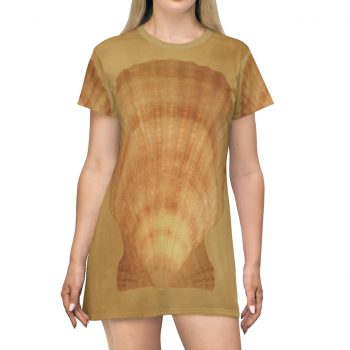 T-Shirt Dress Sea Shell Seashell Ocean Beige Sand Art Print Old Antique Vintage Botanical Beige Brown