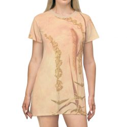 T-Shirt Dress Wheat Field Wheat Field Print Coral Beige Landscape Nature Art Print Old Antique Vintage