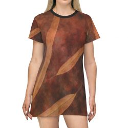 T-Shirt Pajamas Dark Brown Leaves Leaf Beige Nature Art Print Old Antique