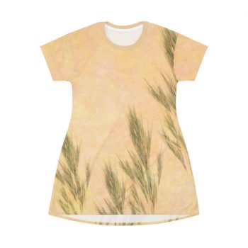 T-Shirt Pajamas Wheat Field Green Beige Landscape Nature Art Print Old Antique Vintage