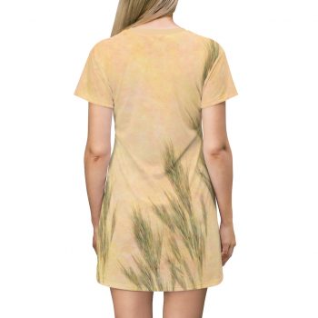 T-Shirt Pajamas Wheat Field Green Beige Landscape Nature Art Print Old Antique Vintage