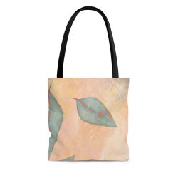 Tote Bag Colorful Blue Leaves Leaf Beige Cream Coral Brown Art Print Old Antique Vintage